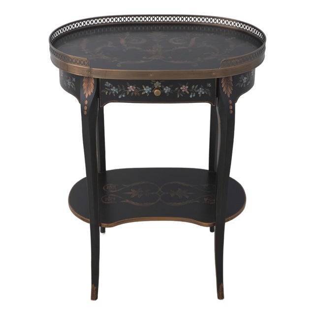 Maitland Smith 1 Drawer Paint Decorated French Occasional Table For Sale