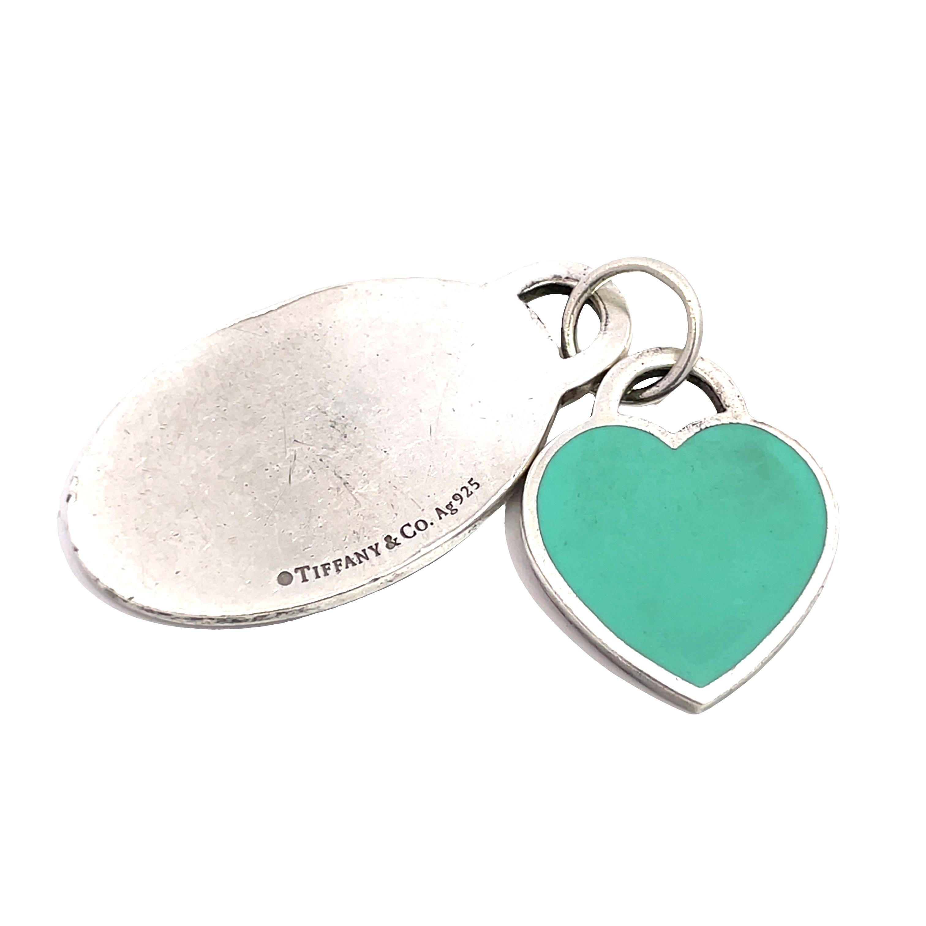 Mid 20th Century Tiffany & Co. Vintage Silver Turquoise Heart