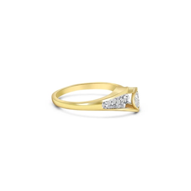 Contemporary Marquise Diamond Ring .33cttw 14k Yellow Gold, Size 4 For Sale - Image 3 of 3