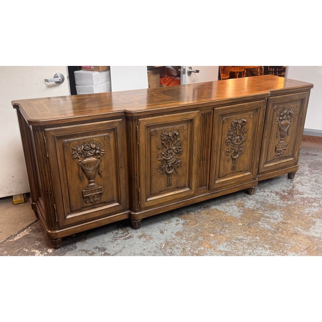 French Maison Gouffé Paris Louis XVI Style Four-Door Carved Enfilade Buffet, Antique For Sale - Image 3 of 12
