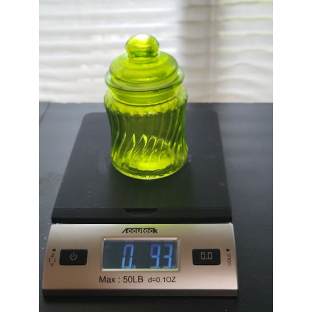 Vintage Green Glass Apothecary Jar With Optic Swirl For Sale - Image 13 of 13