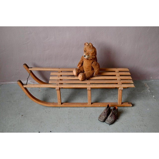 Boho Chic Vintage Sled in Wood and Metal from Davos For Sale - Image 3 of 10