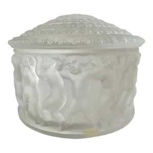1990s Lalique Crystal Efants Box