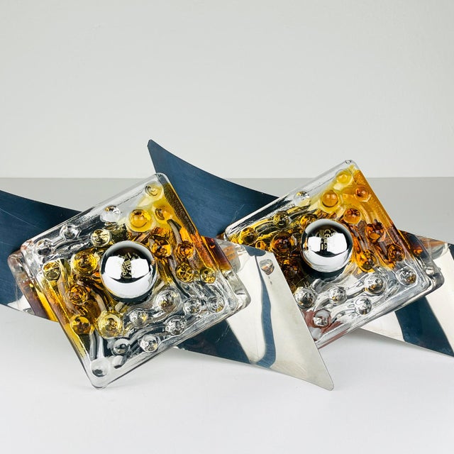Mid-Century Murano Wall Lamps from Mazzega, Italy 1970, Set of 2 For Sale - Image 4 of 15