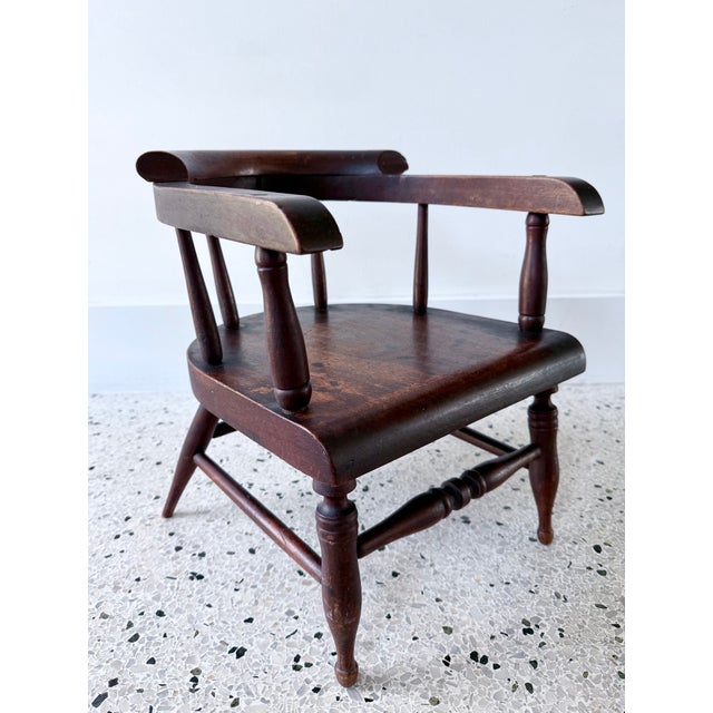 Early 19th Century Early 19th C Child's Windsor Captains Chair For Sale - Image 5 of 9