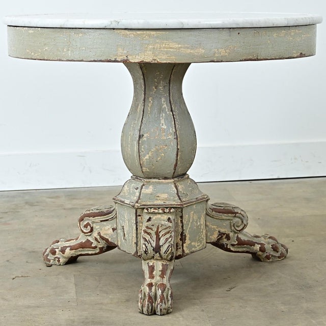 French 19th Century White Marble Top Gueridon with Painted Finish For Sale - Image 10 of 17