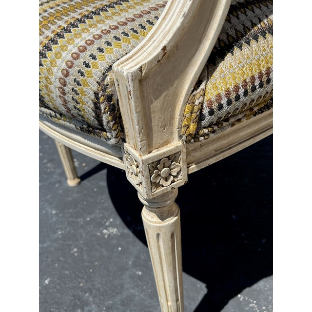 Wood Early 20th Century Pair of Louis XVI Style Cabriolet Chairs. Hand Carved, Painted. For Sale - Image 7 of 18