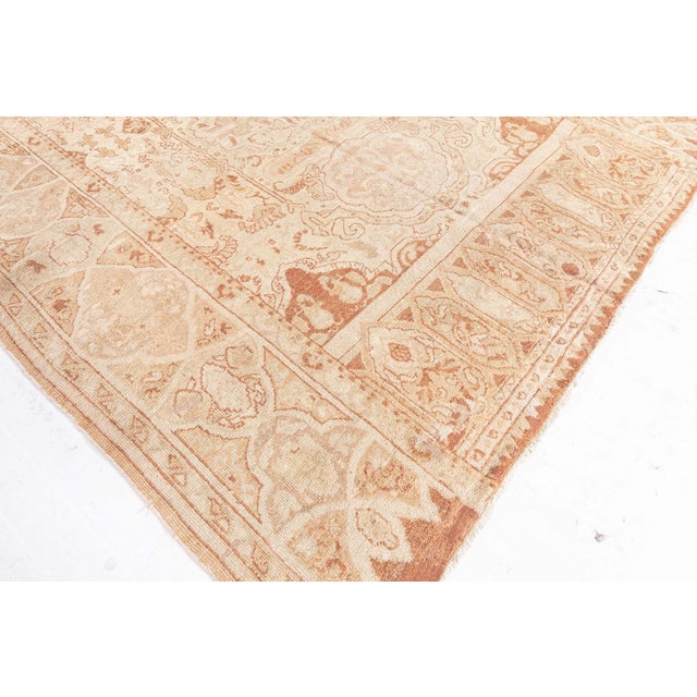 Indian Authentic Indian Amritsar Beige, Brown Handmade Wool Rug For Sale - Image 3 of 8