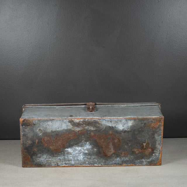 Early 20th C. Factory Toolbox With Solid Bronze Handle C.1930-1940 For Sale - Image 10 of 10