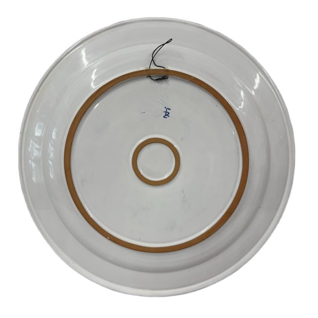 Folk Art Vintage 14.25" Large Hand-Painted Czech Tupesy Majolica Wedding Charger Wall Platter For Sale - Image 3 of 3