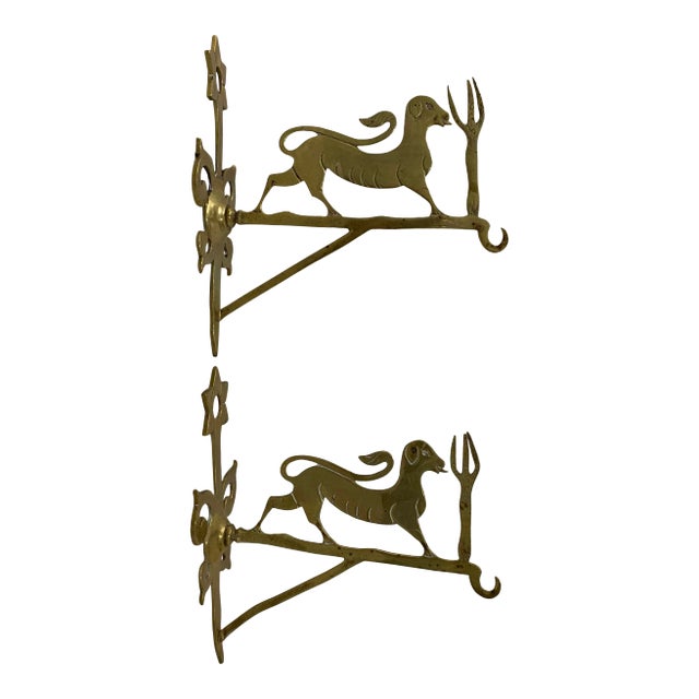 Late 19th to Early 20th C. Brass Judaica Wall Brackets For Sale