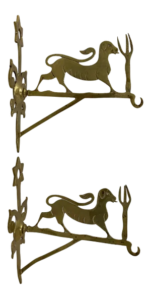 Late 19th to Early 20th C. Brass Judaica Wall Brackets