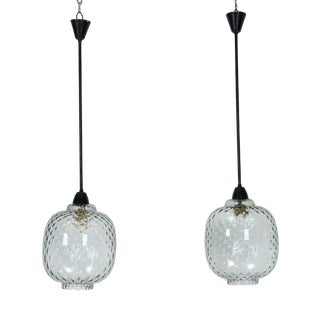 Mid-Century Modern Pendant Lamps in Smoked Murano Glass, Italy, 1950s, Set of 2 For Sale