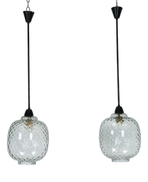 Mid-Century Modern Pendant Lamps in Smoked Murano Glass, Italy, 1950s, Set of 2