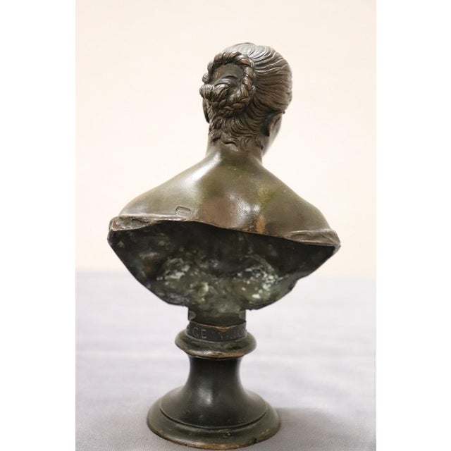 Metal Bronze Bust of a Young Woman, Early 20th Century For Sale - Image 7 of 13