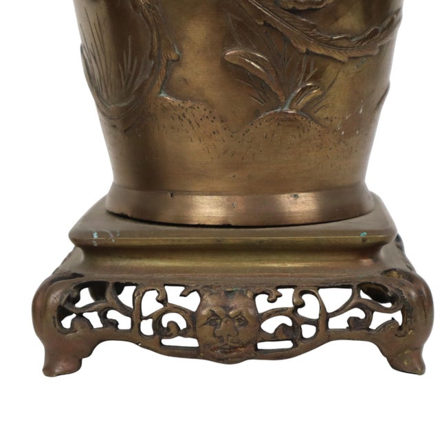 Japanese Meiji Bronze Phoenix Vases, 1890s, Set of 2 For Sale - Image 9 of 18