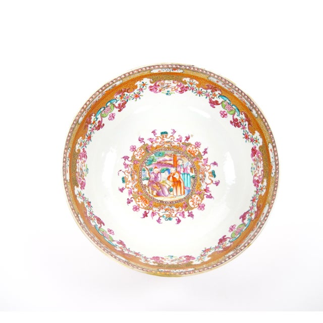 Antique 18th Century Chinese Export Porcelain Famille Rose Punch Bowl For Sale In New York - Image 6 of 14