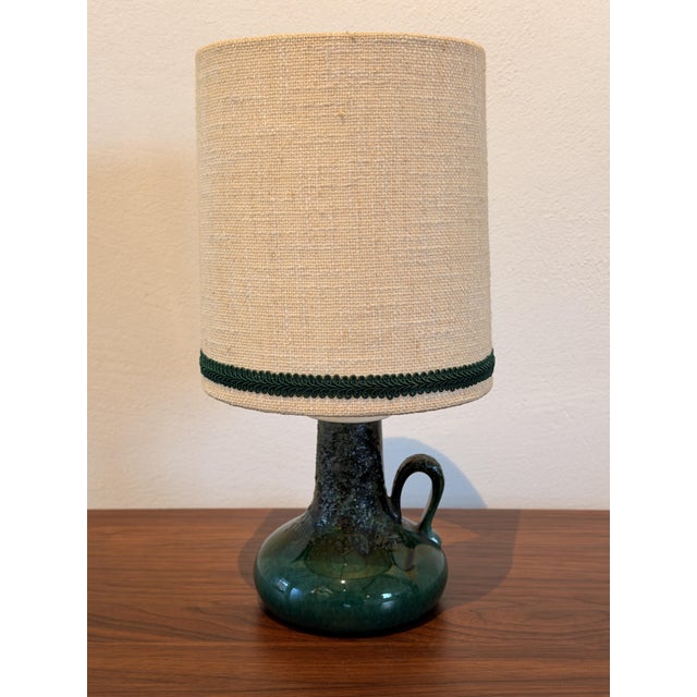 Decorative mid-century Fat Lava table lamp from the 1960s/1970s (German ceramic art). • Bulbous ceramic base with...