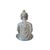18.5" Gray Brown Distressed Marks Stone Sitting Buddha Statue For Sale - Image 10 of 10