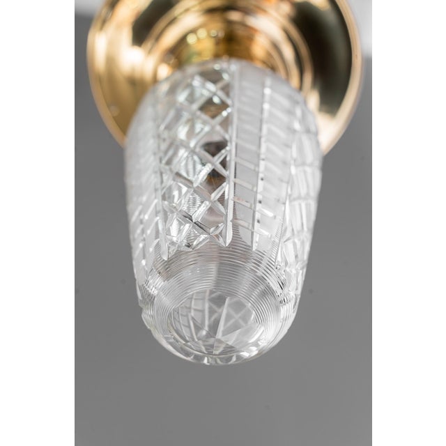Small Art Deco Ceiling Lamps with Cut Glass Shades, Vienna, Austria, 1920s, Set of 5 For Sale - Image 15 of 18
