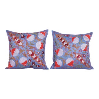 Embroidered Floral Suzani Pillow Cover - A Pair For Sale