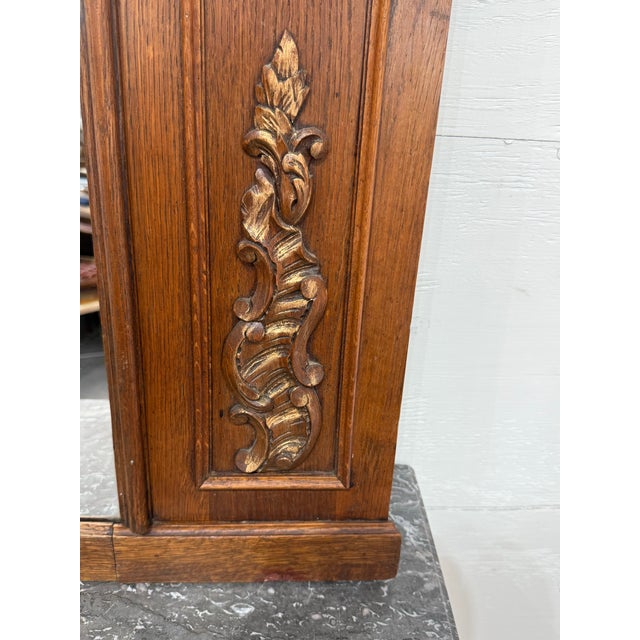 19th Century French Louis XVI Solid Oak Trumeau Mirror For Sale - Image 6 of 12