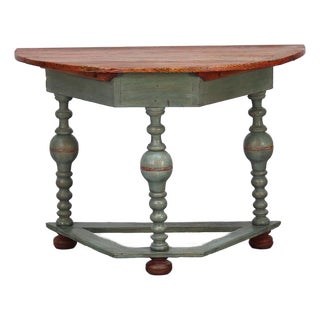 Antique Swedish Painted Folk Art Rustic Gustavian Side Table For Sale