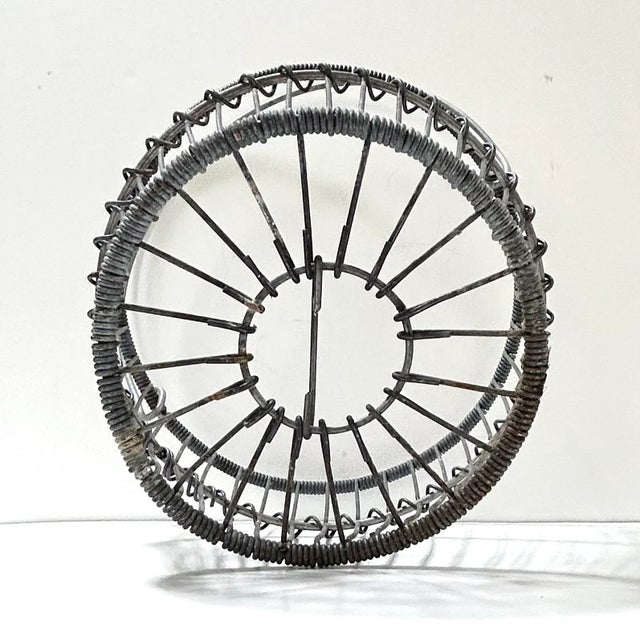1920s 1920s Antique Zinc Wire Egg Gathering Basket With Handle For Sale - Image 5 of 8