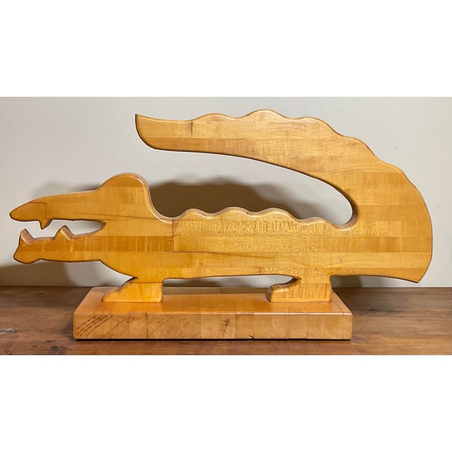 Handcrafted Solid Wood Alligator / Crocodile Sculpture For Sale - Image 14 of 14