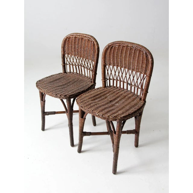 Antique Wicker Chairs Pair For Sale - Image 9 of 12