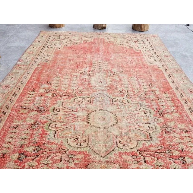 1960s Orange Handknotted Turkish Floor Carpet For Sale - Image 9 of 10