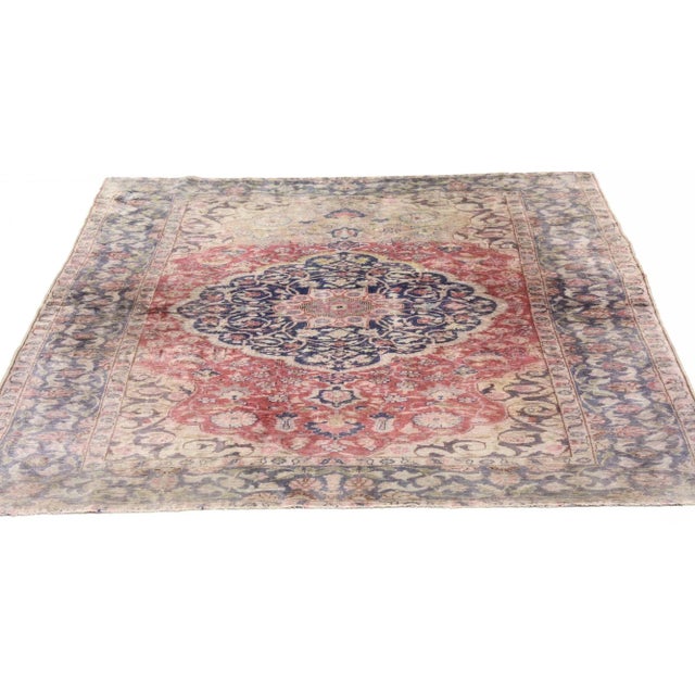 English Distressed Vintage Turkish Sivas Rug - 04'00 X 05'05 For Sale - Image 3 of 5