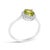 Contemporary 10K White Gold Green Peridot and 1/10 Cttw Diamond Halo Ring For Sale - Image 3 of 7