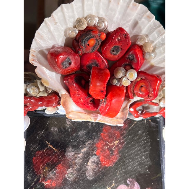 Mediterranean Grotto Baroque Style Frame With Dutch Oil on Canvas Still Life Painting Fragment For Sale - Image 4 of 10