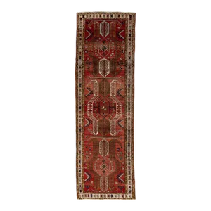 Rust Persian Heriz Handmade Wool Rug With a Tribal Pattern