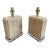 Sculptural Pair of Travertine & Lucite Table Lamps — Geometric Postmodern Italian Design For Sale