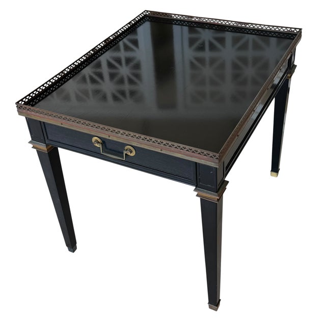 French Signed Maison Jansen French Side Table W Gallery Rim - 1 of 2 For Sale - Image 3 of 5