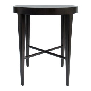 C.1930''s-40's Newly Refinished Art Deco Round Mahogany Side/End Table With X-Mitered Stretchers For Sale