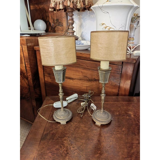 Empire Style Bedside Table Lamps in Parchment, Set of 2, in Flawless conditions. Designed before 1890 European Plug (up to...