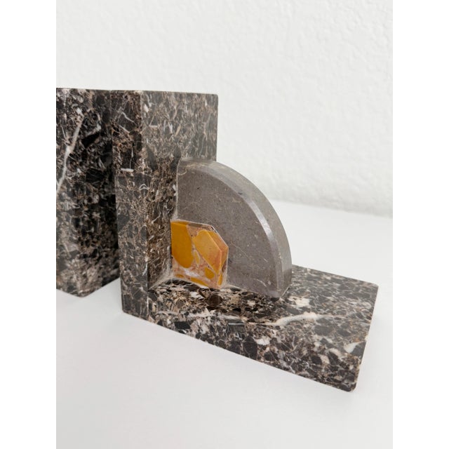 Early 20th Century French Art Deco Mixed Marble Bookends - A Pair For Sale - Image 5 of 7