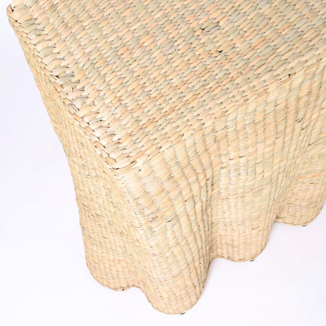 Wood Drapery Flat Back Woven Console For Sale - Image 7 of 8