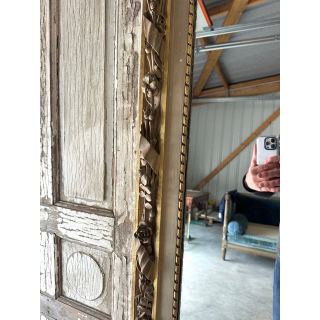 Antique Mirror in Beech Frame, 1800s For Sale - Image 9 of 12