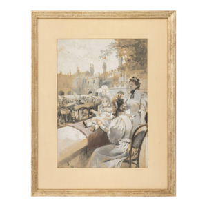 Louis Van Parys Figural Landscape Gouache