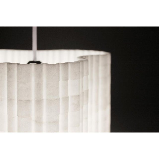 White Stripes A6 Decorative Hanging Lamp in Afyon White Marble by Bufalini Marmi For Sale - Image 8 of 13