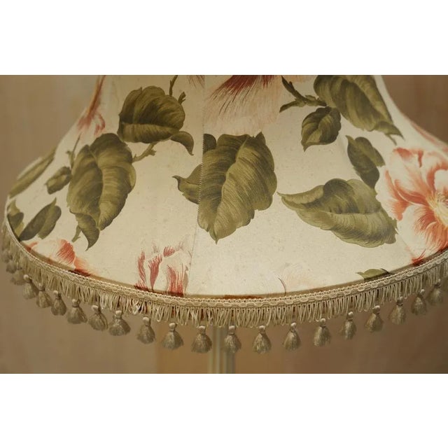 Wood Painted Floor Lamp with Vintage Floral Shade For Sale - Image 7 of 9