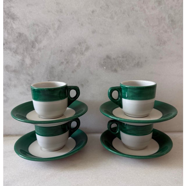 Italian Mid 20th Century Set of 4 Shenango Pottery Espresso Cups and Saucers - 8 pcs For Sale - Image 3 of 10