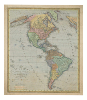 Large Antique Map of North & South America by Weiland, 1826