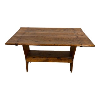Antique Knotty Pine Country Rustic Flip Top Dining Table Circa 1800s For Sale