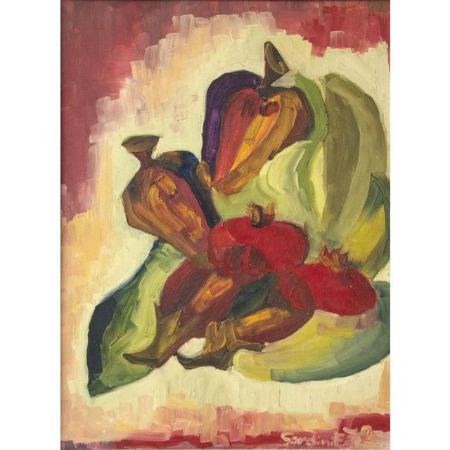 Still Life - Original Oil on Board by E. Sardini - 1972 1972 For Sale - Image 3 of 3