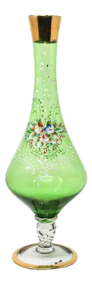 Bohemian Emerald Green Glass Gilded